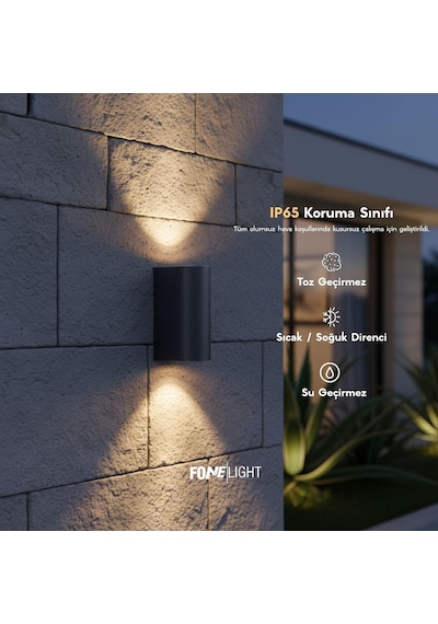 Lunara Led Duvar Apliği Ip65 Alüminyum Dış Mekan Bahçe Balkon Teras Cephe Aydınlatması Modern Antrasit 3000k Diğer