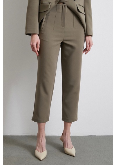 Never More Önü Pensli Skinny Kumaş Pantolon Haki Haki