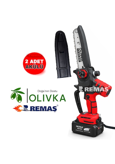 Olivka Olv- 65  Dal Budama Otomatik Yağlama Digital Akülü Testere 4.0 Ah Şarj Cihazı 2 Akülü