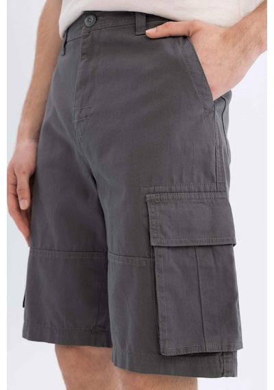 DeFacto Relax Fit Düz Paça Gabardin Kargo Bermuda Şort C5382AX24SMAR82