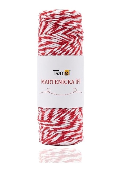Marteniçka İpi Kırmızı Beyaz, 100 Metre 2 Mm, Bileklik Ve Hediye Paketleme İçin Dekoratif İp 000 Açık Krem