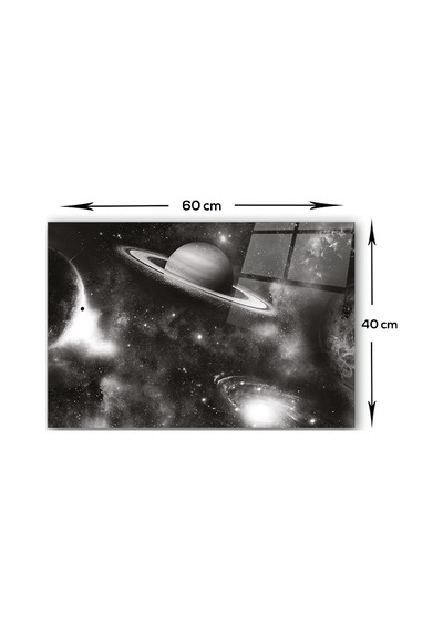 Decorita Cam Ocak Arkası Koruyucu Galaksi Desen Siyah - Beyaz Fon 40 x 60 CM