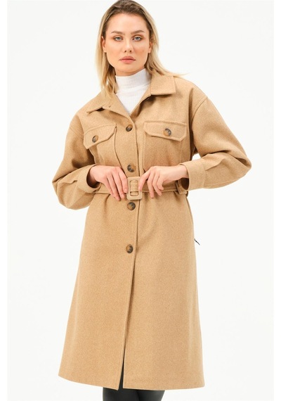 Z6777 Dewberry Bayan Palto-camel-camel