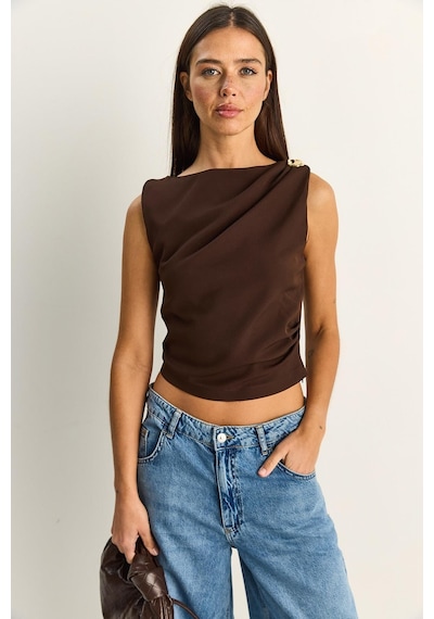 Shade Kadın Metal Aksesuarlı Drape Detaylı Gizli Fermuarlı Bluz 20206 60286133 - Acı Kahve Çok Renkli Shade Kadın Metal Aksesuarlı Drape Detaylı Gizli Fermuarlı Bluz 20206 60286133 - Acı Kahve Çok Renkli