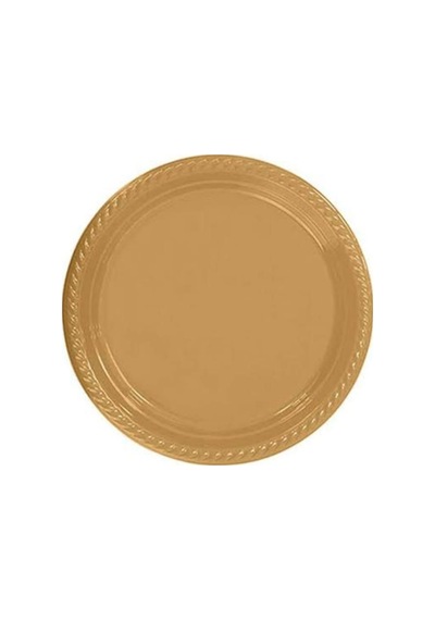 Premium Sunumluk Davet Ürünü Plastik Tabak 25 Li Gold
