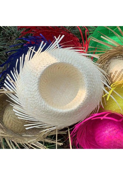 Tropikal Parti Beyaz Hasır Hawaii Şapkası 13x36 Cm Açık Mavi