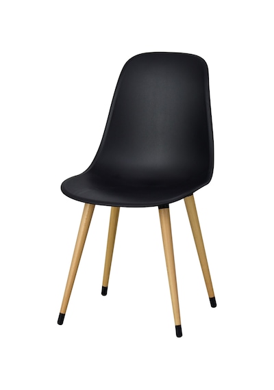Vilinze Eames Naturel Ahşap Ayak Plastik Siyah Sandalye Eames-beyaz Siyah - Naturel