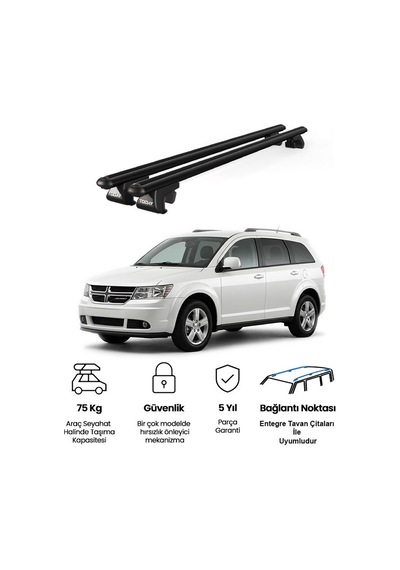 Venüs Dodge Journey 2008-2011 Uyumlu Siyah Ara Atkı Port Bagaj Tavan Barı