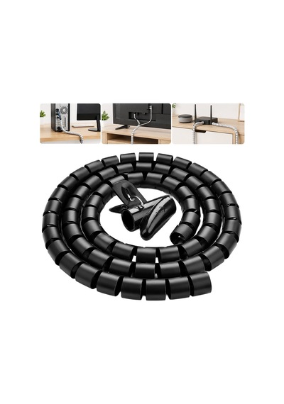 S-link Sl-195 28mm 20 Metre Siyah Spiral Kablo Düzenleyici Toplayıcı Pratik Uygulama Aparatlı