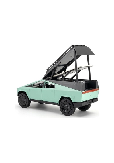 Yeşil 1:24 Metal Cybertruck Kamp Karavan Modelli Çek Bırak Oyuncak Araba - Sesli Işıklı Diecast Model