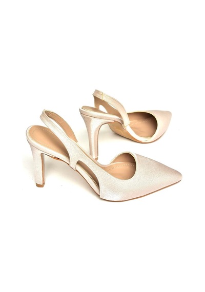Fox Shoes U404589404 Ten Kumaş İnce Topuklu Kadın Ayakkabı Ten