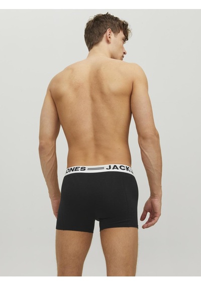 Jack & Jones Erkek Logolu Düz 3'lü Boxer Paketi - Sense Black Siyah