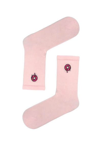 Carnaval Socks Nakışlı Donut Desenli Pembe Çorap Pembe