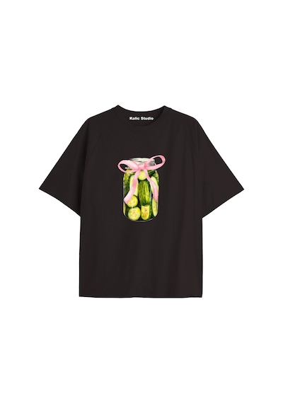 Kalic Studio Y2k Vintage Pickles Baskılı Siyah T-shirt Kod 246 Siyah-246
