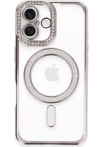 Drnds Newface Apple Uyumlu iPhone 16 Plus Kılıf Joke Simli Magneticsafe Kılıf - Pembe
