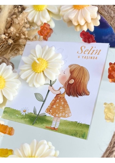 Bernami Mumluk Şamdanpinterest 25 Adet Özel Tasarlanmış Kart Ve Papatya Mum. Bebek Doğum, Babyshower, Doğum Günü, Hediyel Diğer