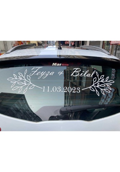 Gelin Arabası Sticker Süs Dekoratif İsim Ve Tarih Yazılı Özel Etiket 001