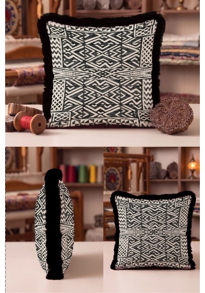 Bohem Etnik Geometrik Desenli Şık Saçaklı Yastık Kılıfı - Tribal Ekru Siyah Püsküllü Kırlent Kılıfı Sessiz Sahil Nova Bohem Etnik Geometrik Desenli Şık Saçaklı Yastık Kılıfı - Tribal Ekru Siyah Püsküllü Kırlent Kılıfı Sessiz Sahil Nova