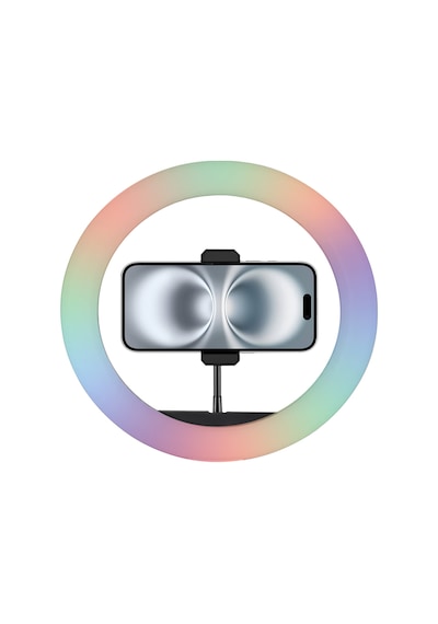 Büyük Boy Rgb Renkli Led Halka Işık 36 Cm Ring Light Telefon Tutuculu Canlı Yayın Seti