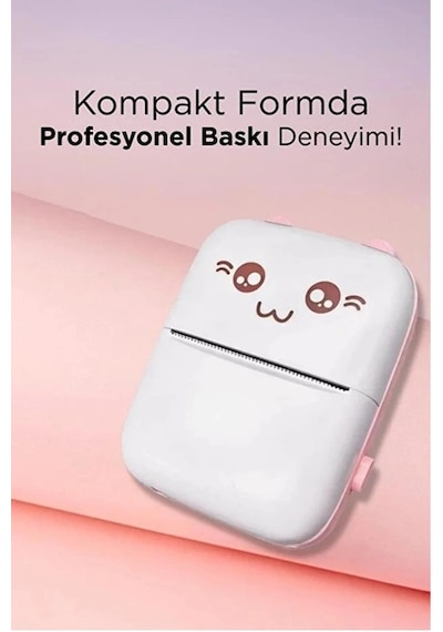 Mini Fotoğraf Yazıcı Kablosuz Etiket Yazıcı Baskı Makinesi Uyumlu iOS Android Uyumlu Termal Printer Pembe