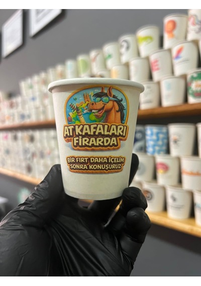 Firmaya Kişiye Özel Baskılı Logo Baskı Tasarım Kalın Gramaj Tek Kullanım 7 Oz 100 Adet Karton Bardak