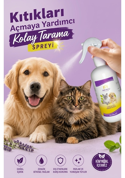 Kedi Köpek Kıtık Açıcı Kolay Tarama Tüy Dökülmesi Önleyici Bitkisel Tüy Deri Bakım Spreyi 250 Ml