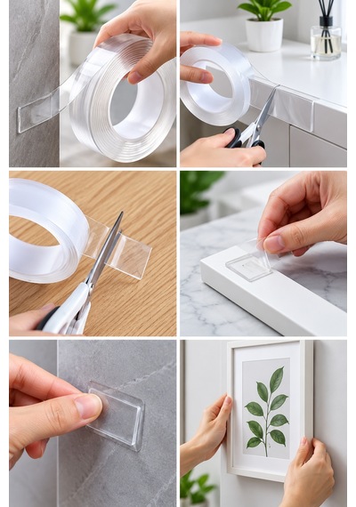 18mm X 1 Metre Çift Taraflı Nano Bant Silikon Jel Yapıştırıcı Güçlü Şeffaf Bant