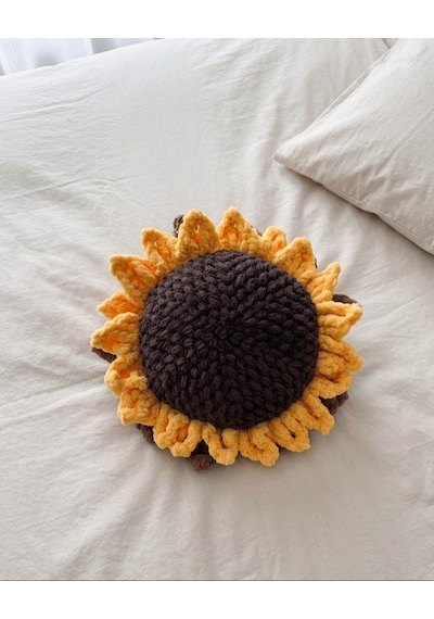 Sunflower Cushion Yastık Kırlent Kahverengi - Sarı