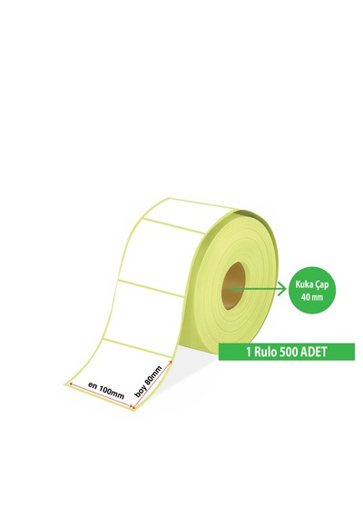 Termal Barkod Etiketi 80x100mm 1 Rulo 500 Sarım
