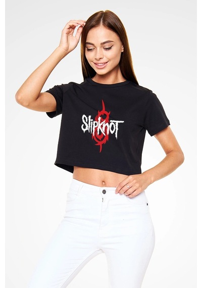 Startmore Adrift Ko Butadigi Slipknot Siyah Crop Top Tişört Ct1010 Siyah