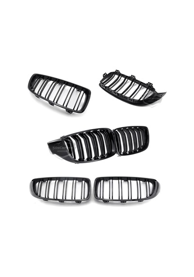 Bmw 4 Serisi F32 F33 F36 2013-2019 Uyumlu Ön Panjur Böbrek M4 Görünüm Izgara Çift Çizgi İthal Piano Black 1.sınıf Sağ Sol Takım