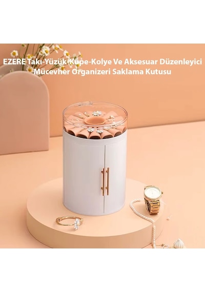Ezere Takı-yüzük-küpe-kolye Ve Aksesuar Düzenleyici Mücevher Organizeri Saklama Kutusu- 5775 Beyaz