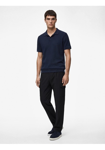 Koton Regular Fit Kısa Kollu Pamuklu Fitilli Polo Yaka Tişört Lacivert 6sam10069mk