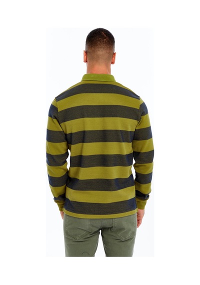 AR-MA Arma Erkek Örme Ribanalı Regular Fit Çizgili Polo Yaka Sweatshirt %95 Pamuk %5 Elastane K30554952902 Haki