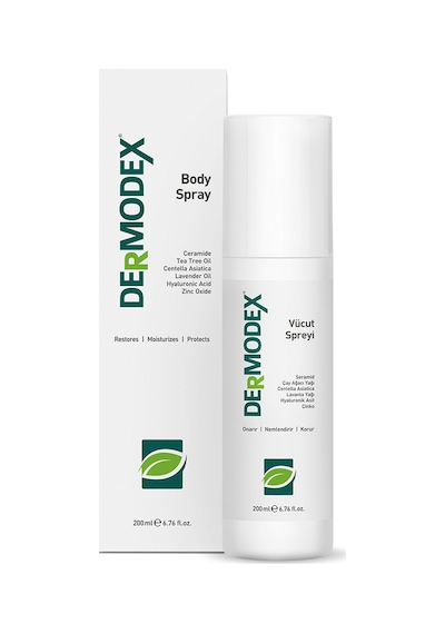 Dermodex Vücut Spreyi 200ml Akne, Uyuz, , Bit Çay Ağacı Yağı, Salisilik Asit, Centelle