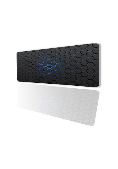 Sonictouch Mavi Siyah Altıgen Desenli Kaymaz Gaming Oyuncu Dikişsiz Klavye Mouse Pad 32x70cm