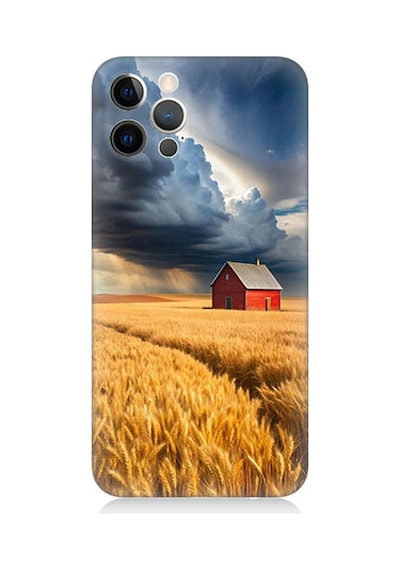 Apple Uyumlu iPhone 12 Pro Max Uyumlu Buğday Tarlası Desenli Silikon Kılıf -