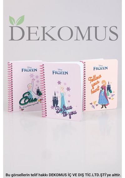 Dekomus İle Lisanslı Elsa Frozen "tekli" Spırallı A6 80 Yaprak Bloknot Altın