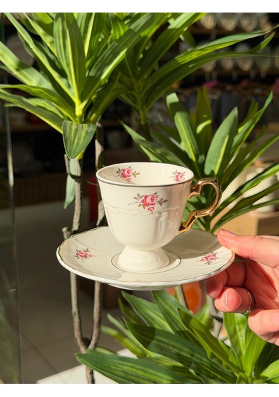 6'lı Porselen Fiore Luxe Kahve Fincanı-5380 Beyaz