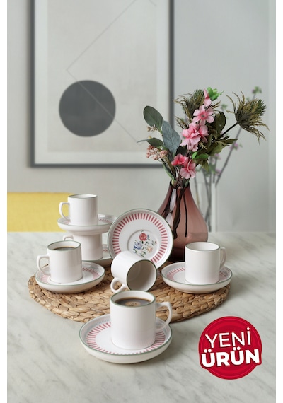 Keramika Rose Line Nordic Kahve Takımı 12 Parça 6 Kişilik 22910
