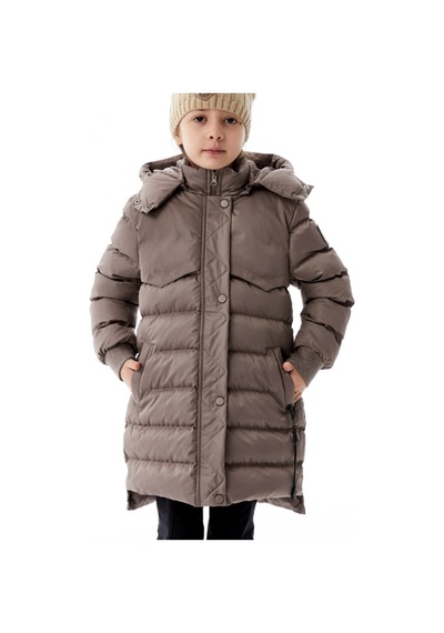 Kız Çocuk Kapüşonlu Kışlık Şişme Mont 51356 Kahve