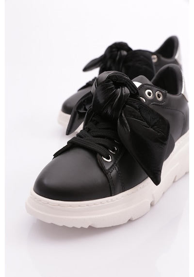 Dgn Es853 Kadin Kalin Taban Fiyonklu Sneakers Ayakkabi ES853-2007-R12593 Siyah - Beyaz