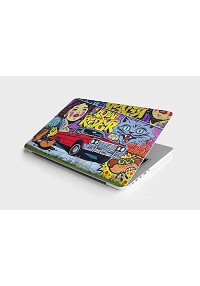 Laptop Sticker Notebook Pc Kaplama Etiketi Kırmızı Araba Graffiti 124-Pembe