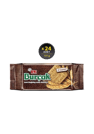 Eti Burçak Tam Buğday Unlu Bisküvi 24 x 131 G
