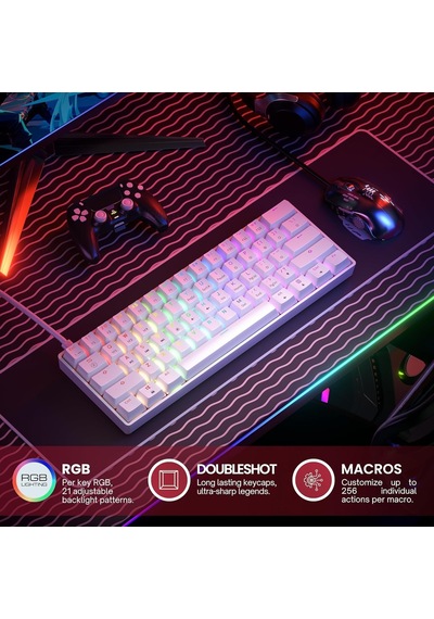 175cm Usb Kablolu Hot-swap Mekanik Oyun Klavyesi 61 Tuşlu Çok Renkli Rgb Led Arka Plan Aydınlatması, Pc Oynatıcılar İçin