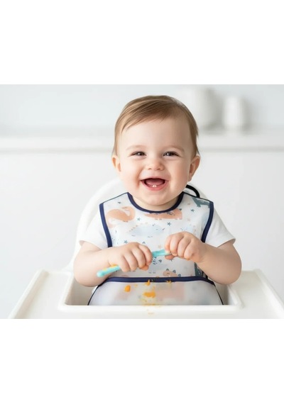 Babyjem Leke Tutmaz Giymeli Mama Önlüğü Pembe Puzzle