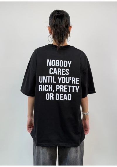 Zaee Nobody Cares Oversize Tişört Siyah