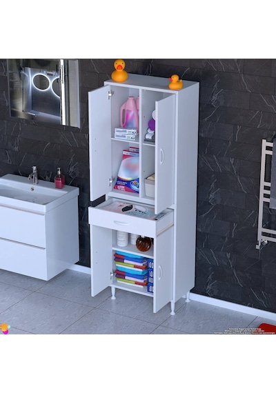 Eliusta Luma Kapaklı & Çekmeceli Banyo Dolabı 60 Cm Genişlikte Beyaz Dolap 60x173x32,5 Cm Depolama Dolabı Beyaz Eliusta Luma Kapaklı & Çekmeceli Banyo Dolabı 60 Cm Genişlikte Beyaz Dolap 60x173x32,5 Cm Depolama Dolabı Beyaz