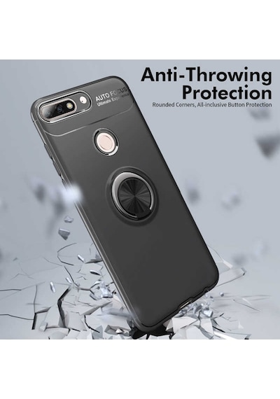 Huawei Y7 2018 Kilif Yüzüklü Magnetli Ravel Case 389753847