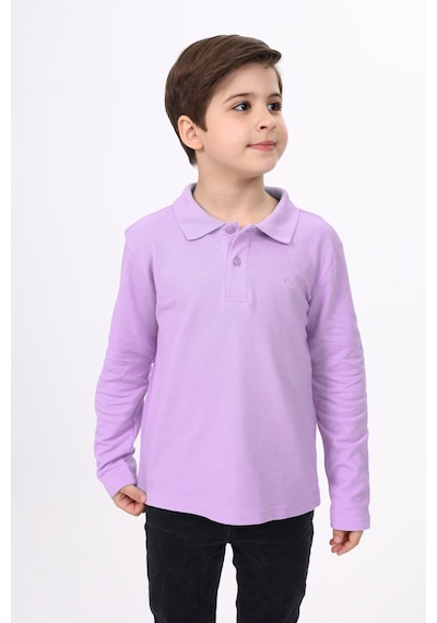Toontoy Kids Toontoy Unisex Polo Yaka Düğmeli Uzun Kollu Tişört Lila
